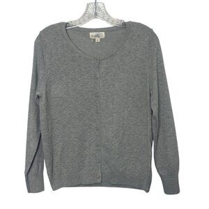 Blu Dahlia Cardigan Sweater Womens Medium Gray New WOT Button Front